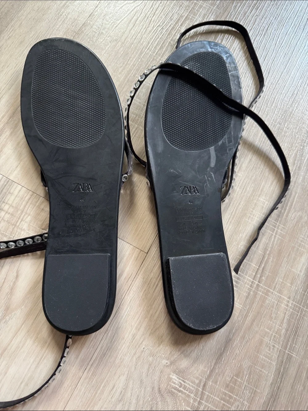 Zara Black Crystal-Embellished Wrap Sandals - Picture 4 of 4